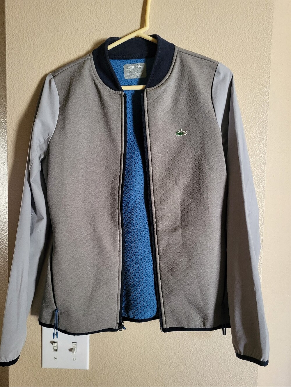 Lacoste Gray Jacket with Blue Fleece Lining